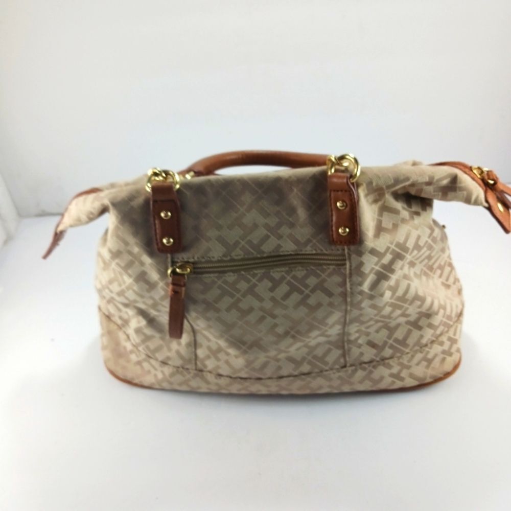 Tommy Hilfiger Beige Signature Logo Handbag Purse Satchel Top Canvas Exterior... - Picture 7 of 16